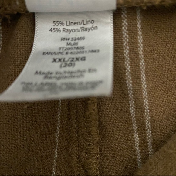 TIME AND TRU Linen Blend Shorts Pockets 4” Brown Stripe Plus Size XXL 20 - Picture 9 of 9